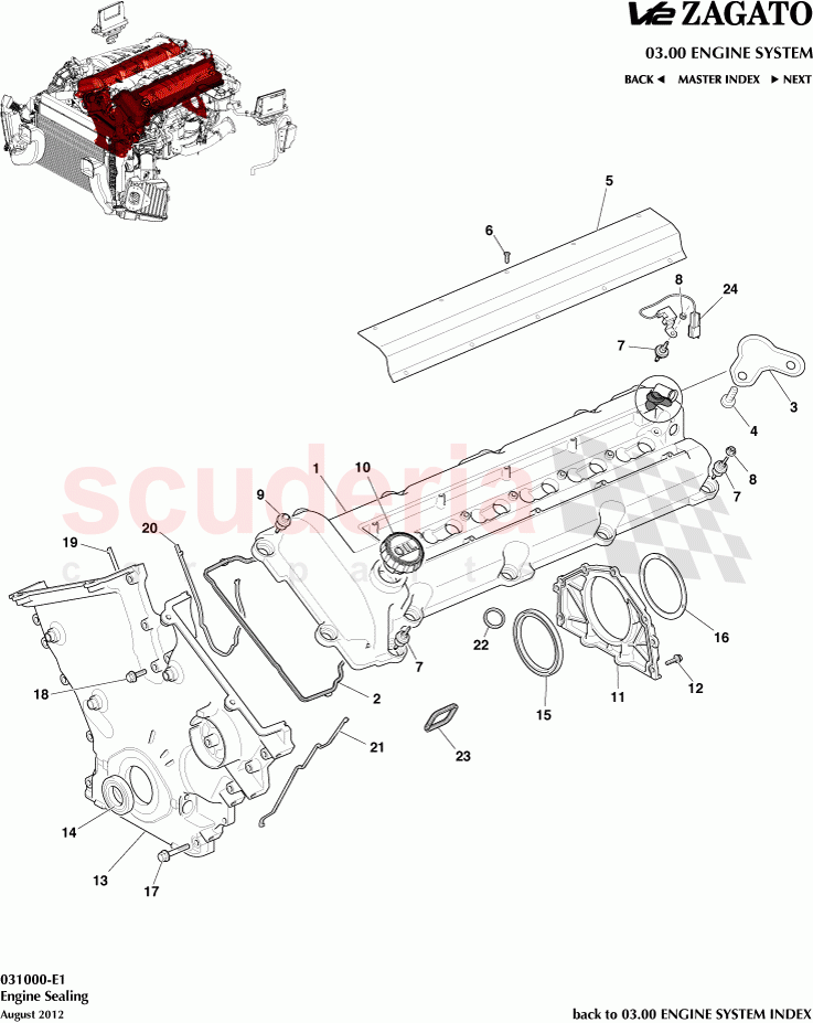 Engine Sealing of Aston Martin Aston Martin V12 Zagato
