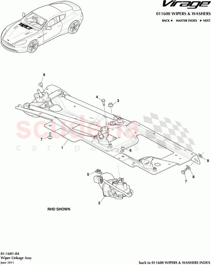 Wiper Linkage Assembly of Aston Martin Aston Martin Virage