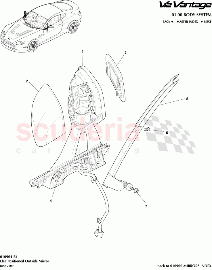 Elec Positioned Outside Mirror of Aston Martin Aston Martin V12 Vantage (upto 2016)