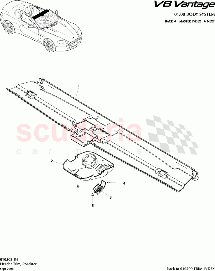 Header Trim (Roadster) of Aston Martin Aston Martin V8 Vantage (upto 2016)