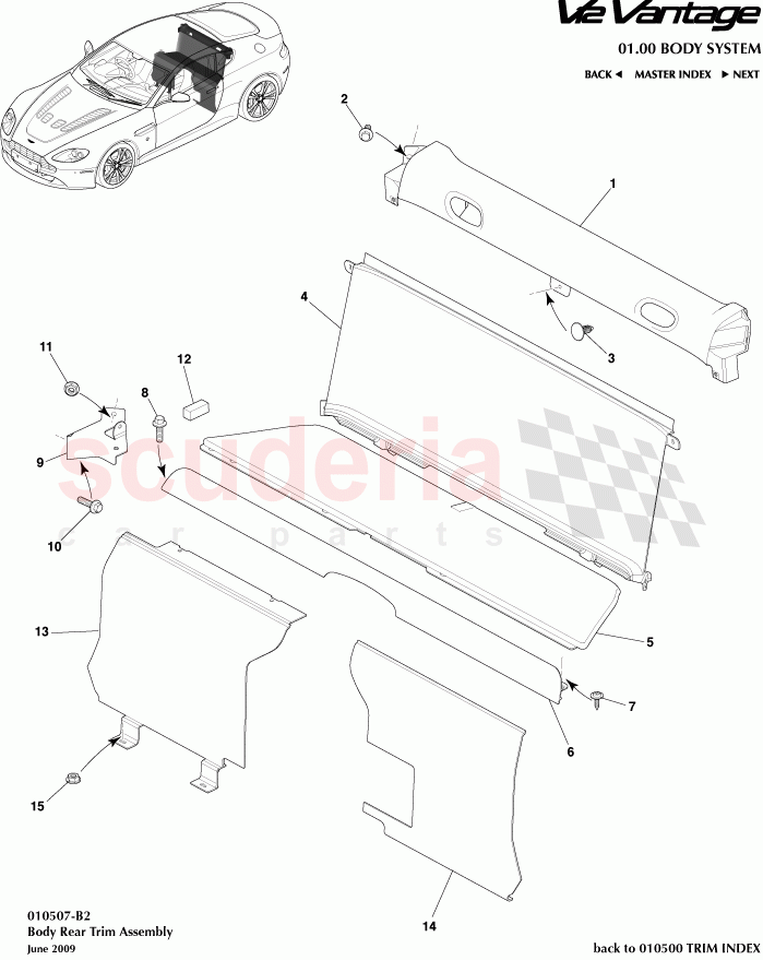 Body Rear Trim Assembly of Aston Martin Aston Martin V12 Vantage (upto 2016)