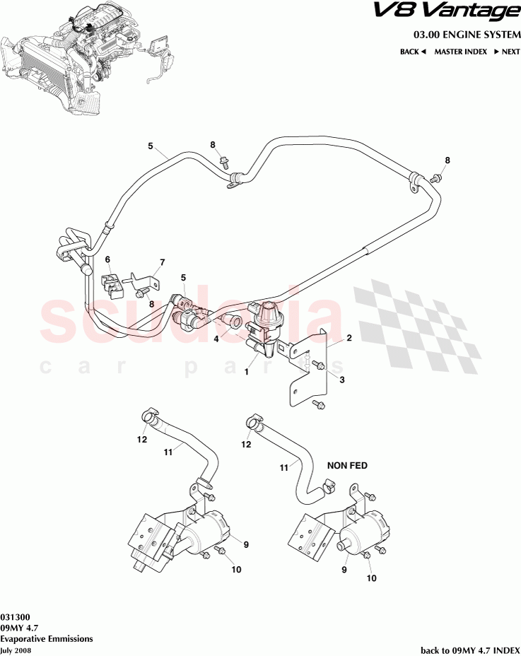 Evaporative Emissions of Aston Martin Aston Martin V8 Vantage (upto 2016)