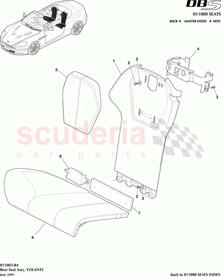 Rear Seat Assembly (Volante) of Aston Martin Aston Martin DBS V12
