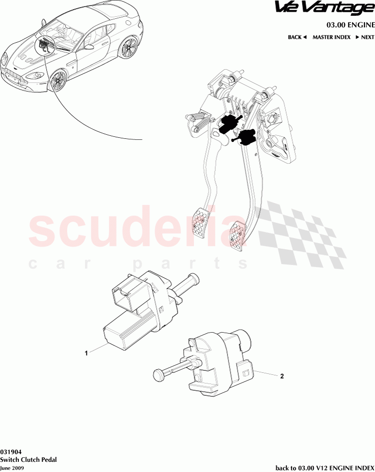 Switch Clutch Pedal of Aston Martin Aston Martin V12 Vantage (upto 2016)