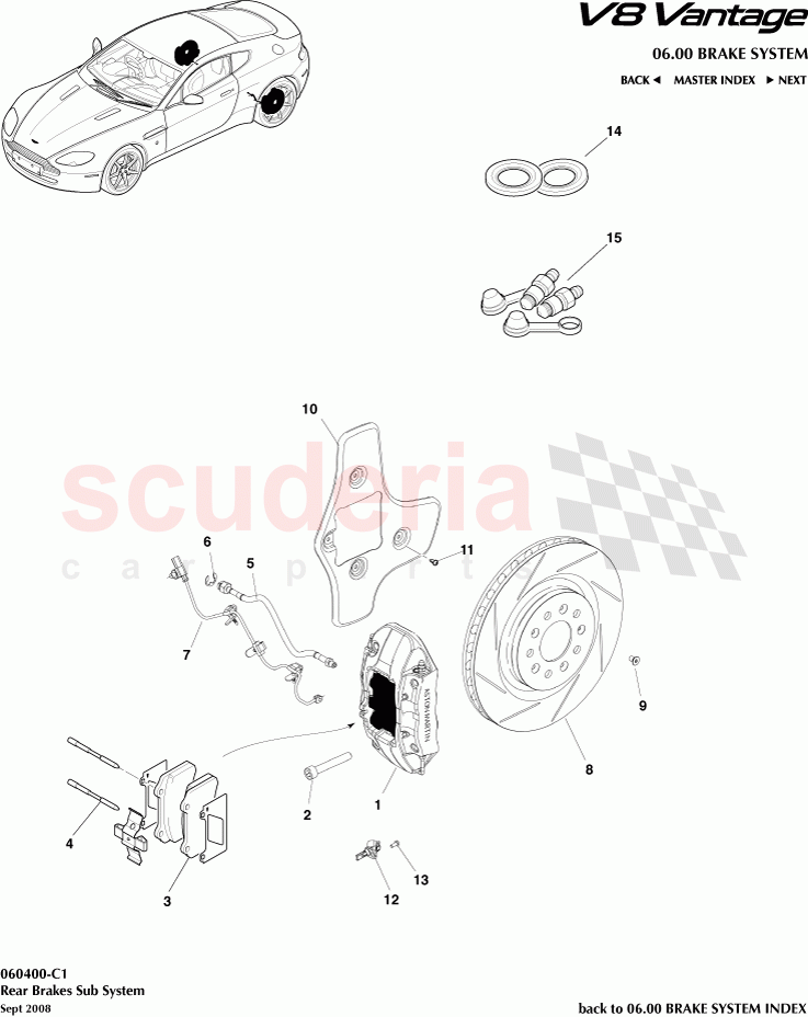 Rear Brakes Sub System of Aston Martin Aston Martin V8 Vantage (upto 2016)