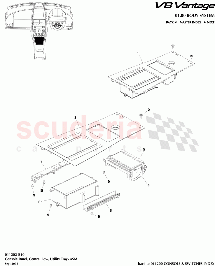 Console Panel, Centre, Low, Utility Tray - ASM of Aston Martin Aston Martin V8 Vantage (upto 2016)