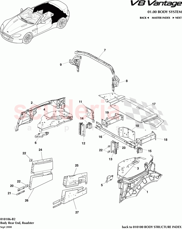 Body Rear End (Roadster) of Aston Martin Aston Martin V8 Vantage (upto 2016)