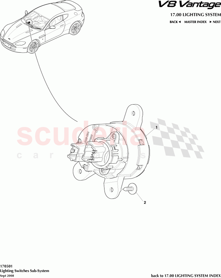 Lighting Switches Subsystem of Aston Martin Aston Martin V8 Vantage (upto 2016)