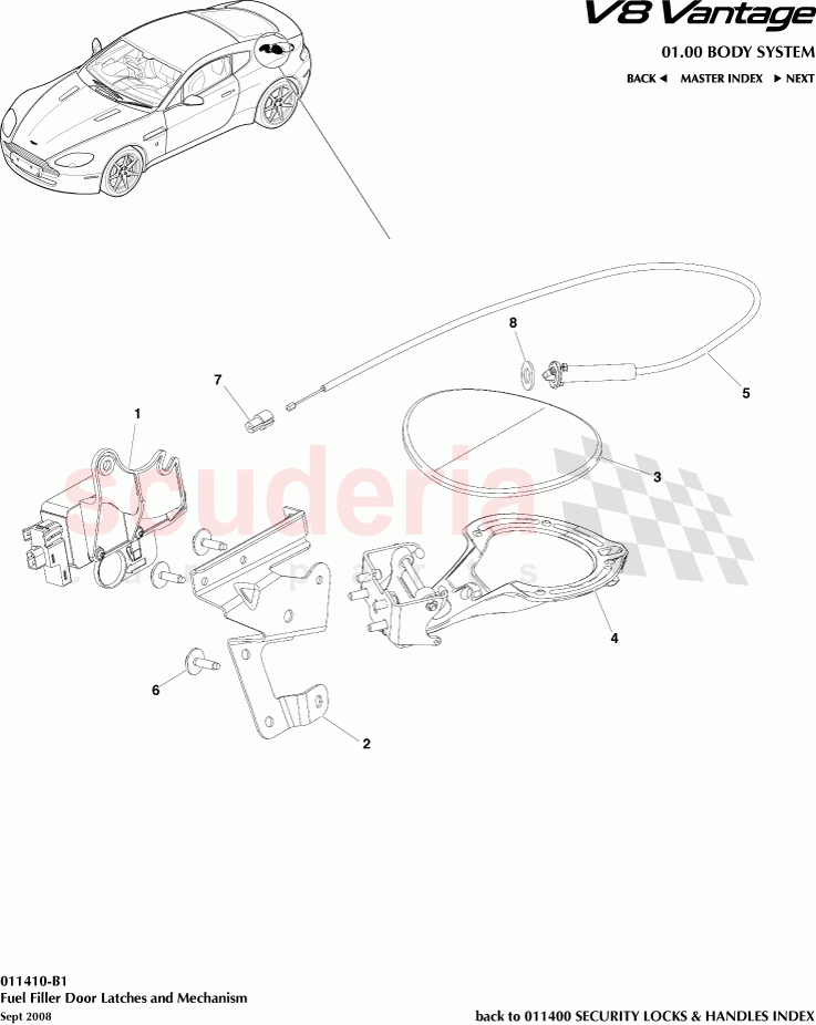 Fuel Filler Door Latches and Mechanism of Aston Martin Aston Martin V8 Vantage (upto 2016)
