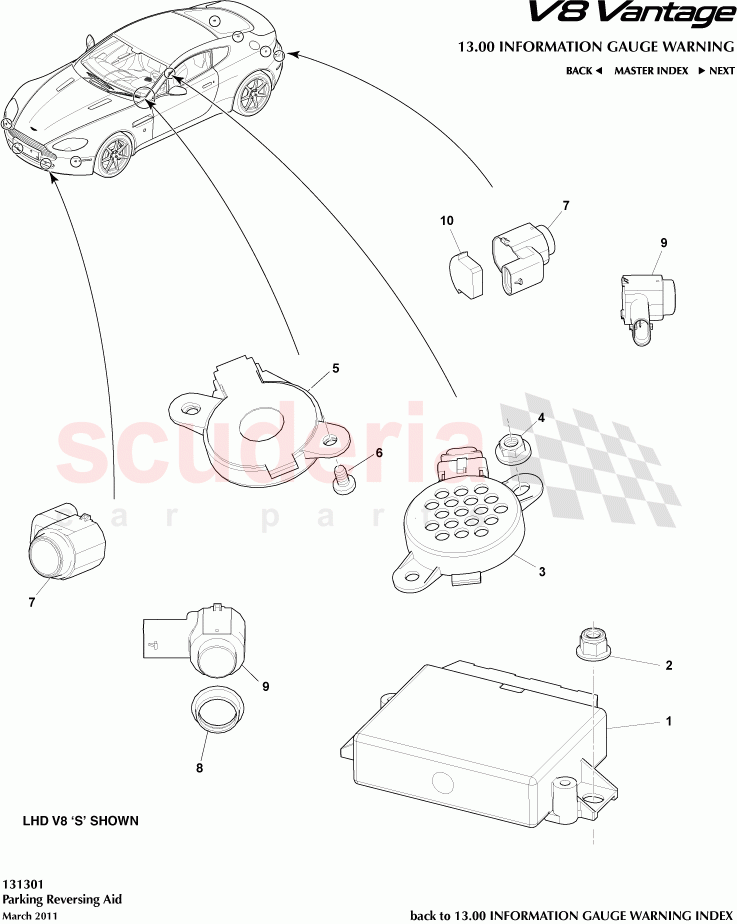 Parking Reversing Aid of Aston Martin Aston Martin V8 Vantage (upto 2016)