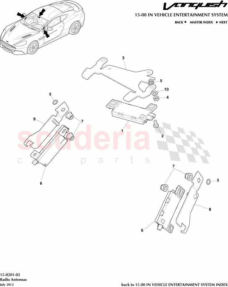 Radio Antennas of Aston Martin Aston Martin Vanquish (2012+)