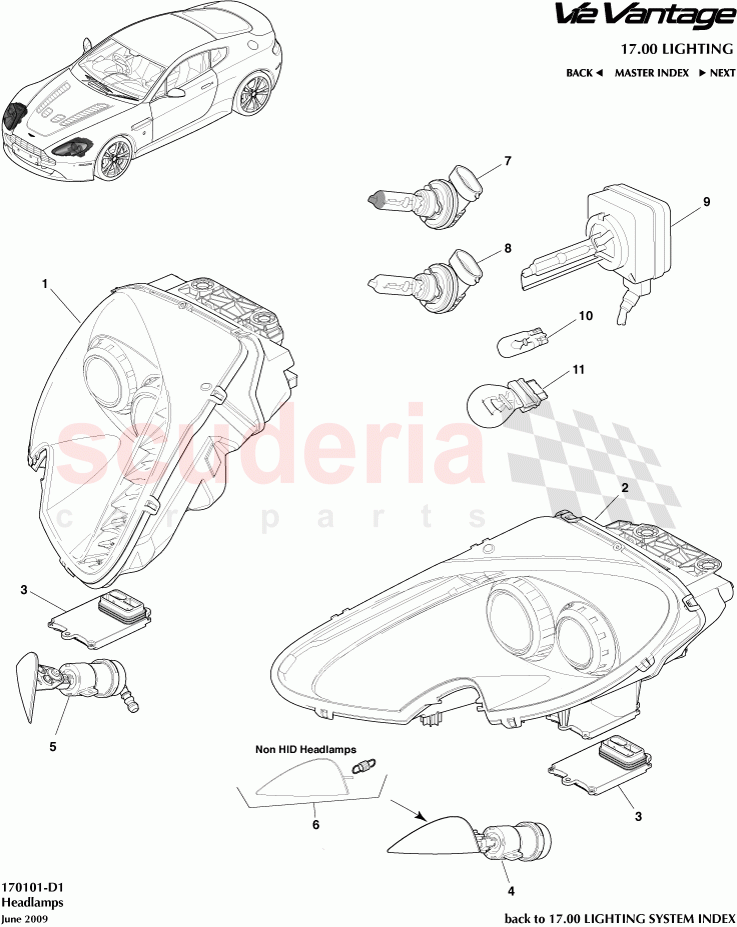 Headlamps of Aston Martin Aston Martin V12 Vantage (upto 2016)