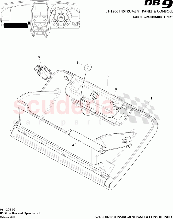 IP Glove Box and Open Switch of Aston Martin Aston Martin DB9 (2013-2016)