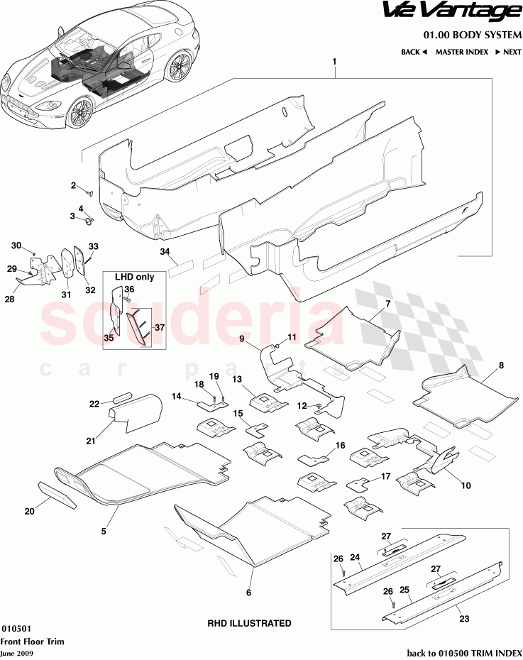 Front Floor Trim of Aston Martin Aston Martin V12 Vantage (upto 2016)