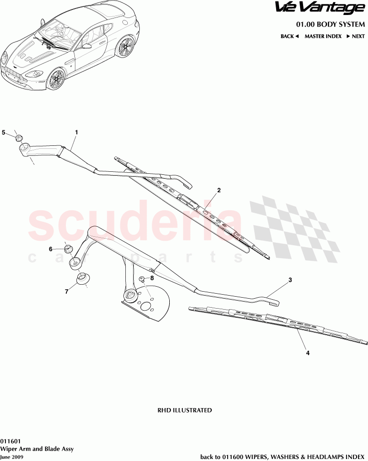 Wiper Arm and Blade Assembly of Aston Martin Aston Martin V12 Vantage (upto 2016)