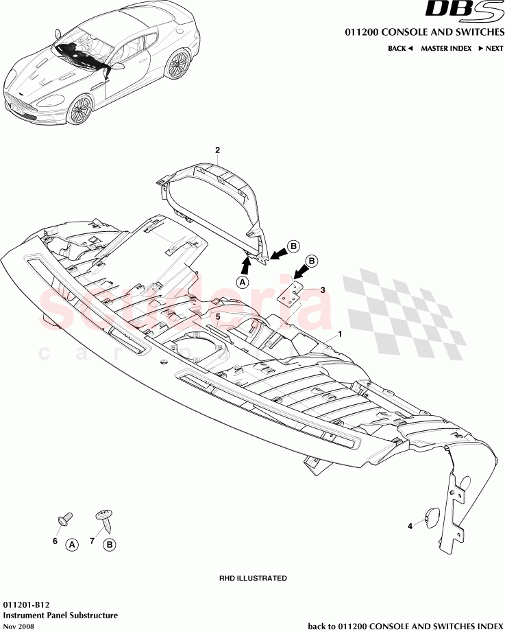 Instrument Panel Substructure of Aston Martin Aston Martin DBS V12