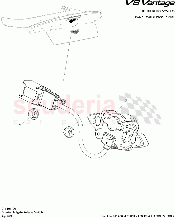 Exterior Tailgate Release Switch of Aston Martin Aston Martin V8 Vantage (upto 2016)