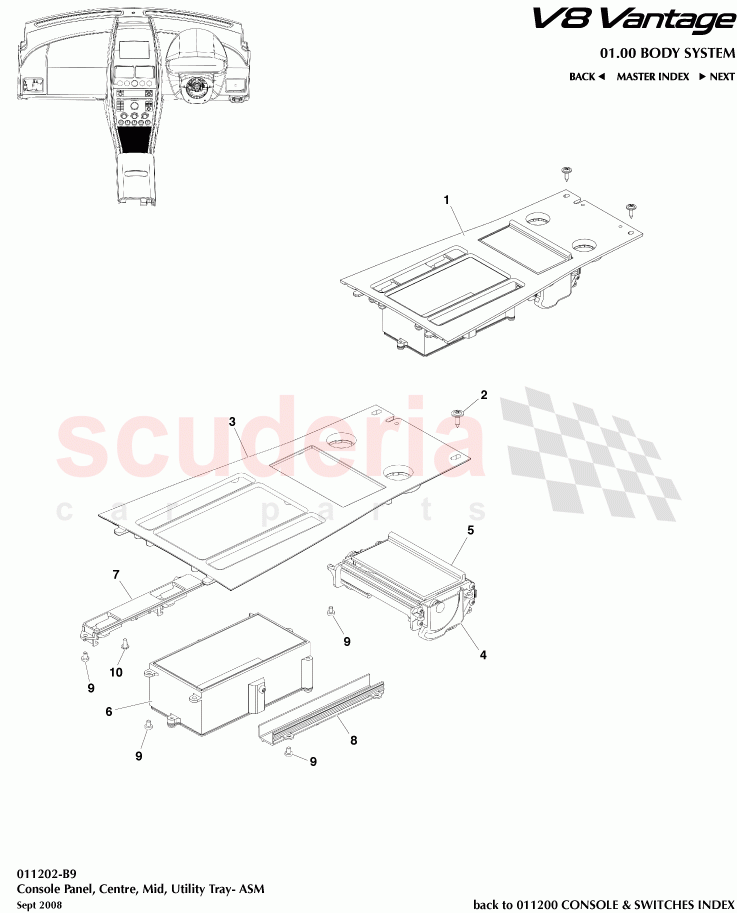 Console Panel, Centre, Mid, Utility Tray - ASM of Aston Martin Aston Martin V8 Vantage (upto 2016)