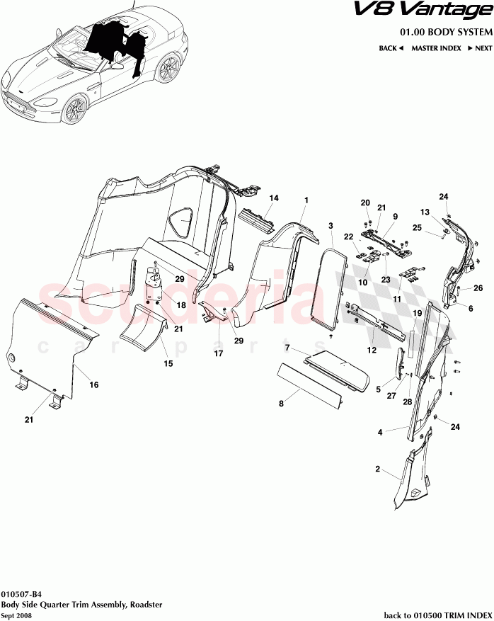 Body Side Quarter Trim Assembly (Roadster) of Aston Martin Aston Martin V8 Vantage (upto 2016)