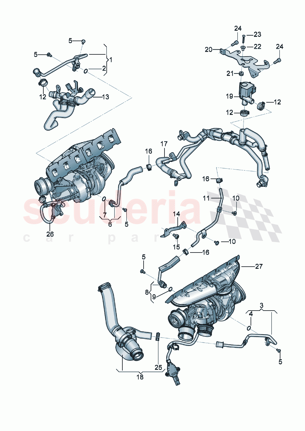 Coolant cooling system for turbocharger of Bentley Bentley New Continental Convertible (2019-2024)
