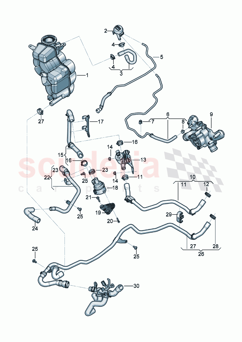Coolant hoses and pipes Engine bay of Bentley Bentley New Continental Convertible (2019-2024)