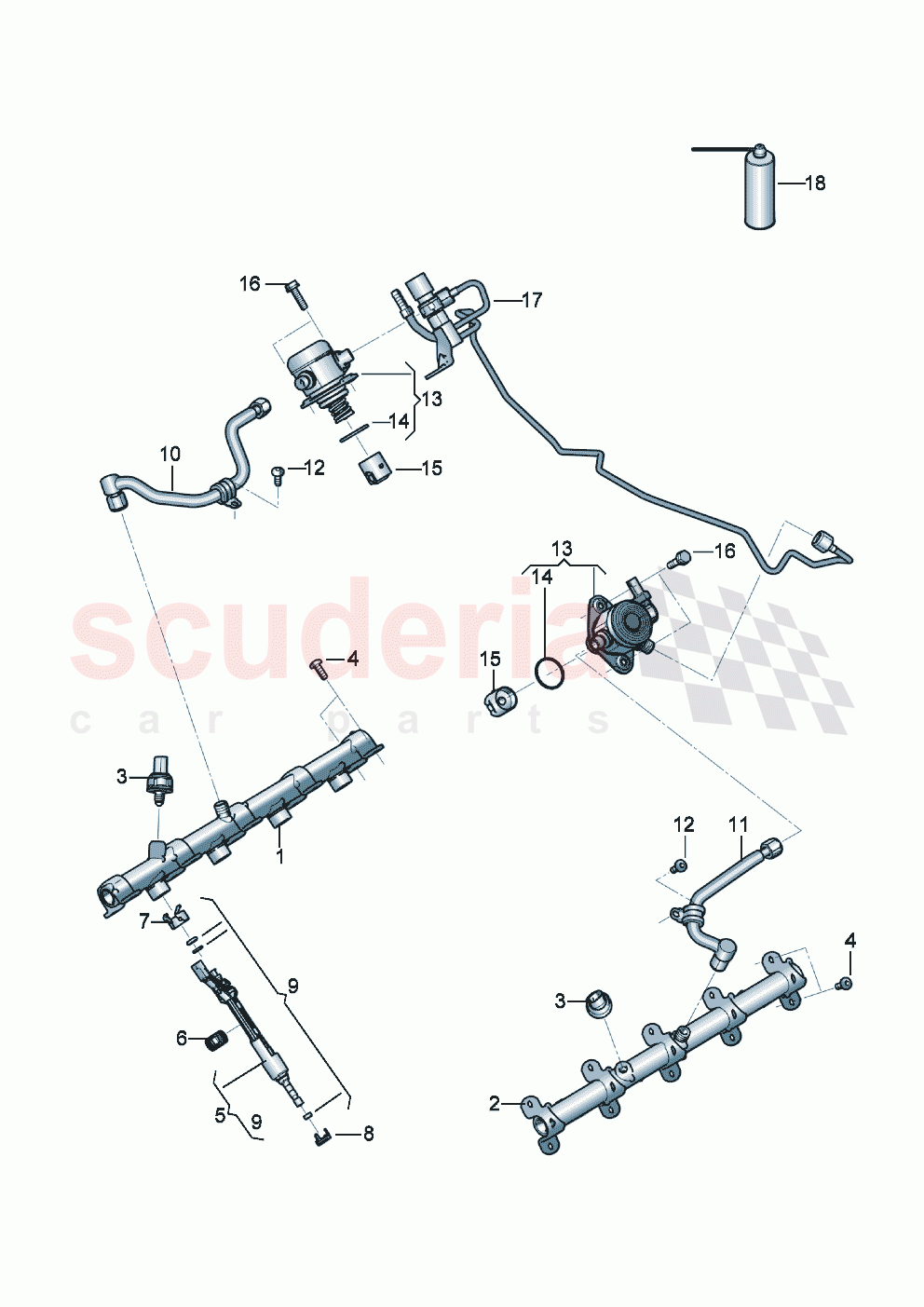 Fuel pump Fuel line Fuel rail Injection valve of Bentley Bentley New Continental Convertible (2019-2024)