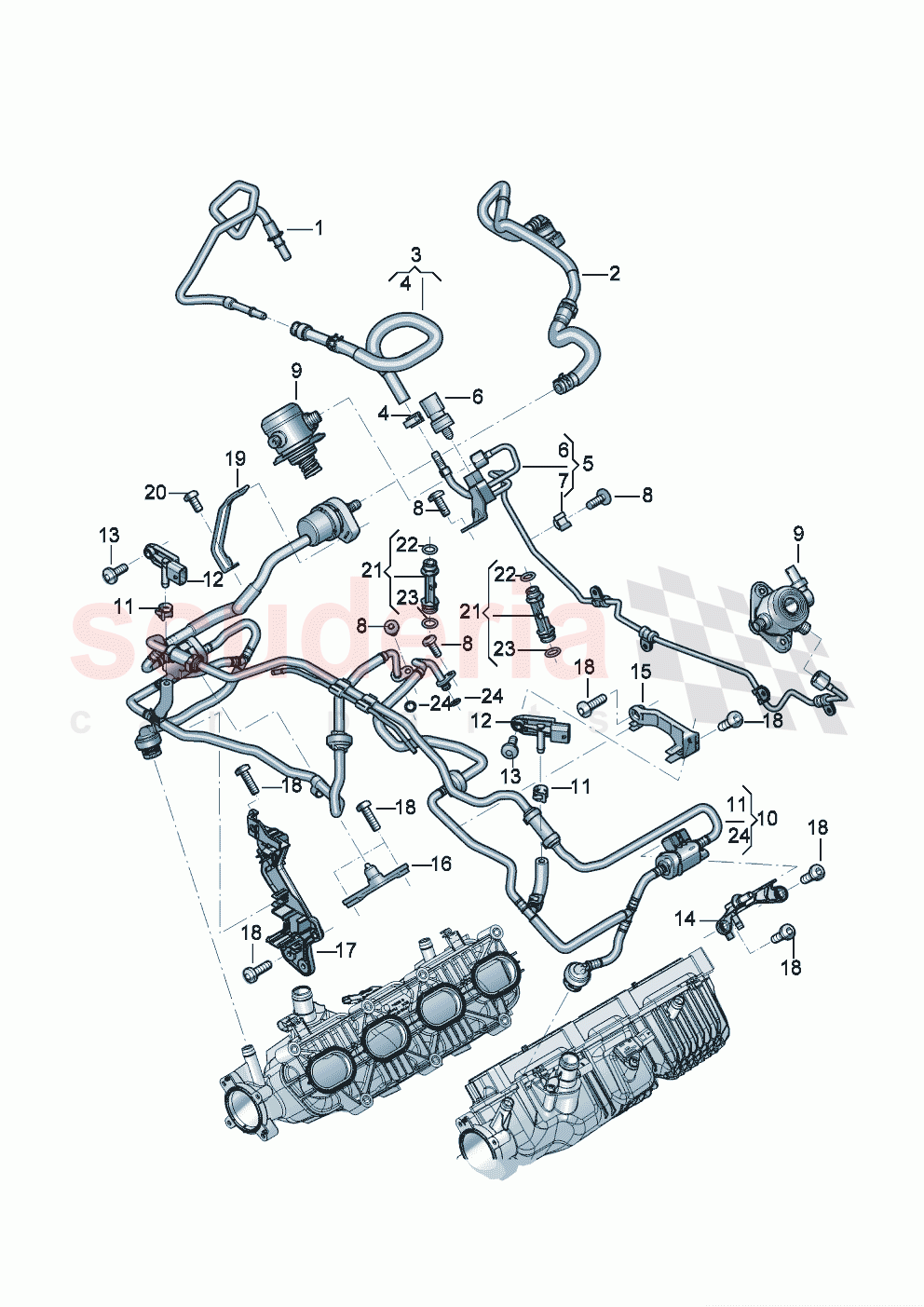 Fuel supply line Breather line Valve for active charcoal canister D - MJ 2023>> - MJ 2023 of Bentley Bentley New Continental Convertible (2019-2024)
