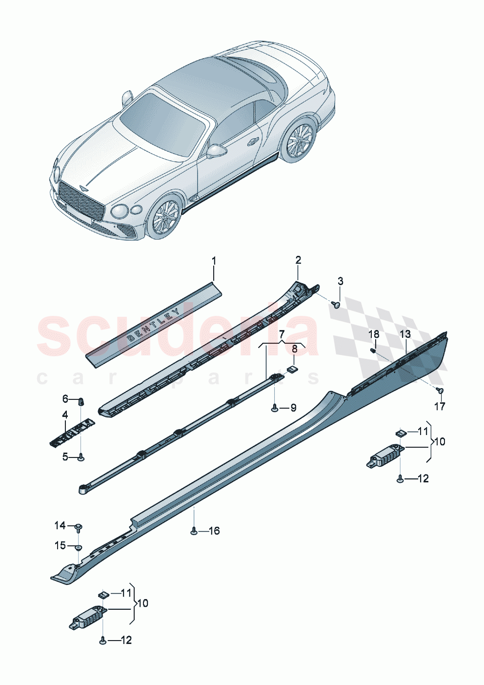 Trim for side section- sill D - MJ 2023>> of Bentley Bentley New Continental Convertible (2019-2024)