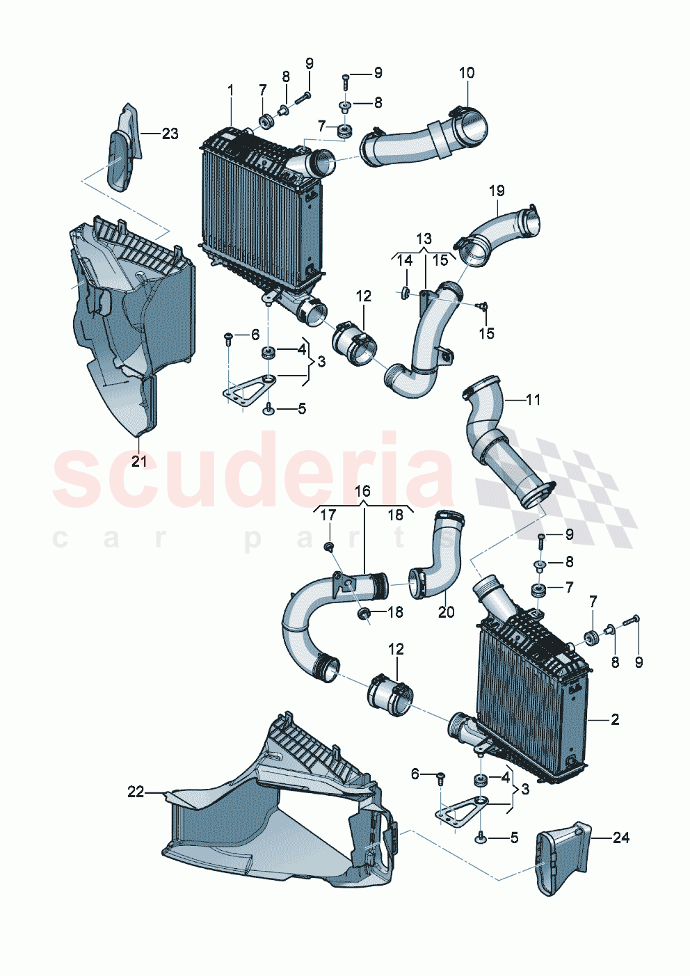 Charge air cooler Air guide for charge air cooler of Bentley Bentley New Continental GT (2019-2024)