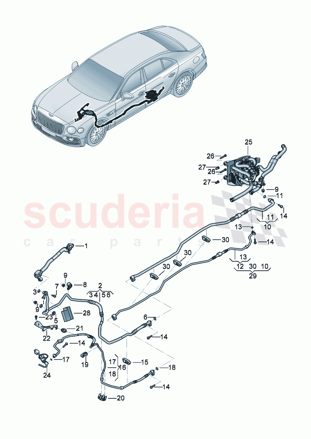 refrigerant circuit Cooling unit for high-voltage battery of Bentley Bentley New Flying Spur (2020-2024)