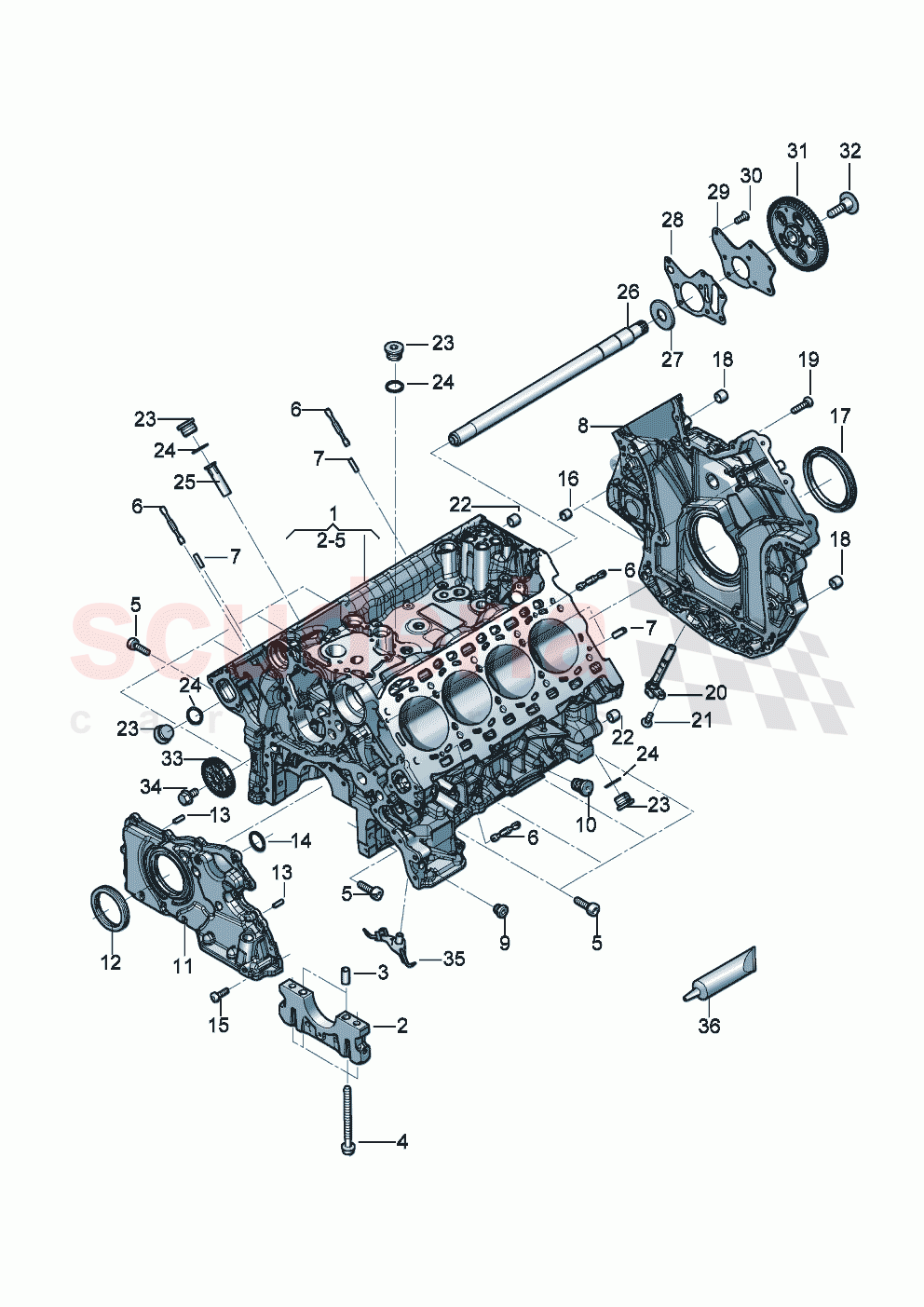 Crankcase housing Sealing flange Intermediate shaft of Bentley Bentley New Flying Spur (2020-2024)