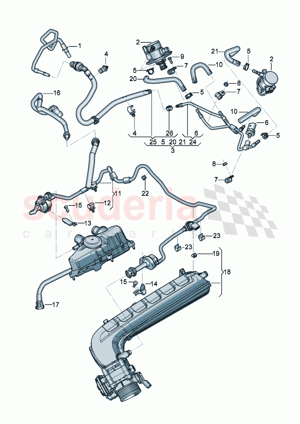 Fuel line with breather pipe Valve for active charcoal canister of Bentley Bentley New Flying Spur (2020-2024)