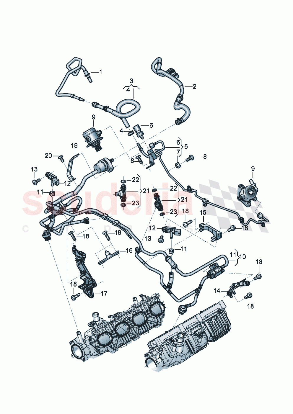 Fuel supply line Breather line Valve for active charcoal canister D - MJ 2023>> - MJ 2023 of Bentley Bentley New Flying Spur (2020-2024)