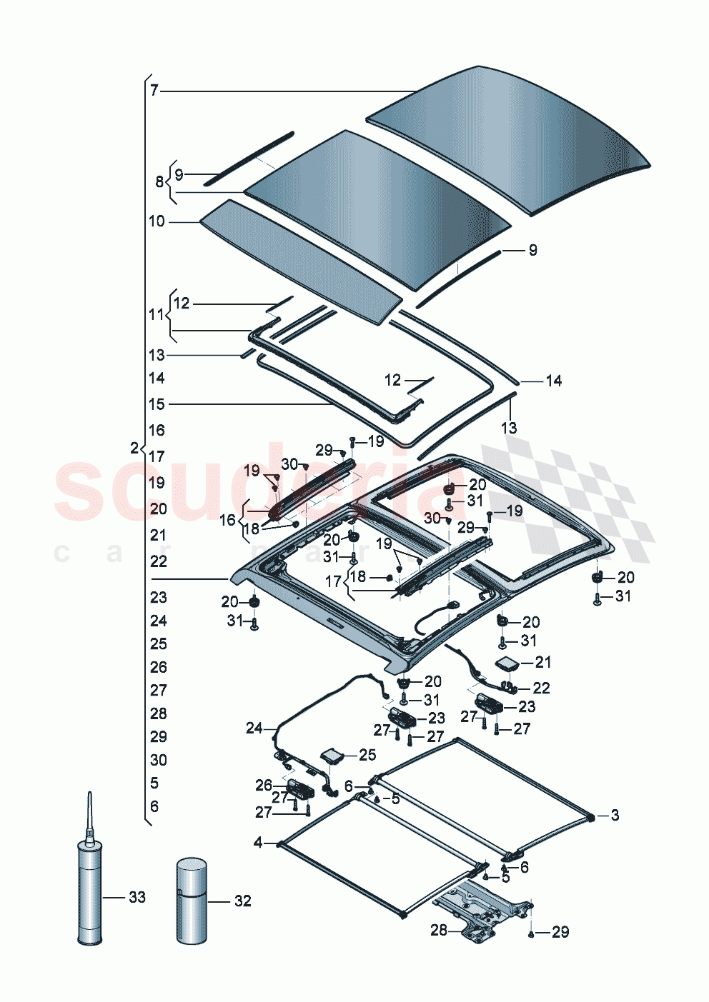 Panorama sunroof for vehicles with glass sliding and tilting sunroof of Bentley Bentley New Flying Spur (2020-2024)