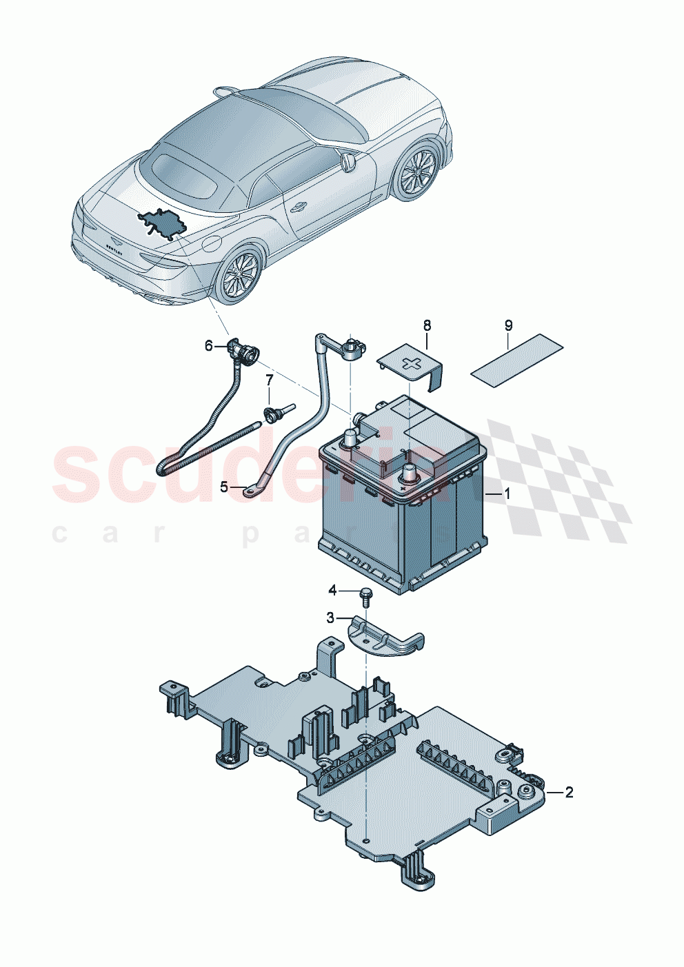 Battery battery mounting of Bentley Bentley New Continental Convertible (2025-2026)