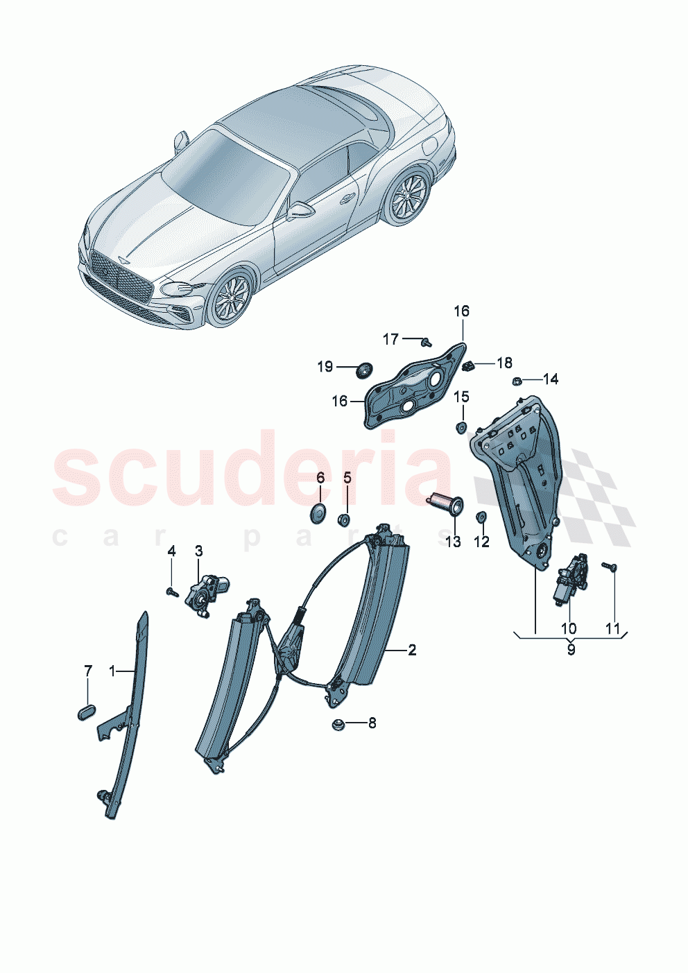Window regulator of Bentley Bentley New Continental Convertible (2025-2026)