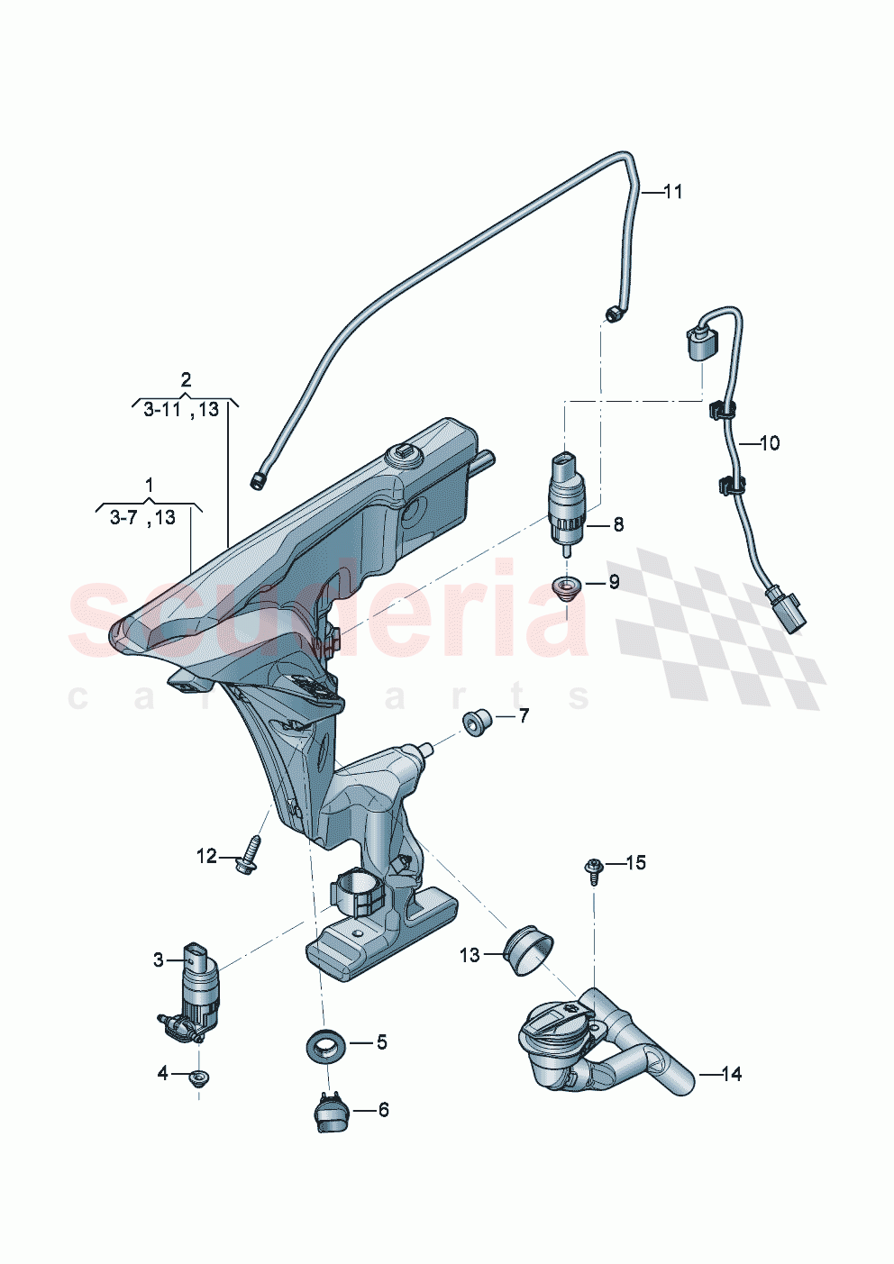 Washing and wiping system Wash water reservoir of Bentley Bentley New Continental Convertible (2025-2026)