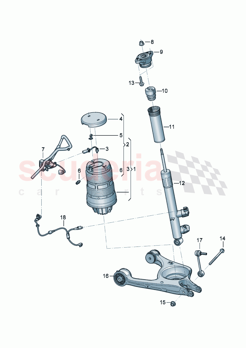 Gas shock absorber, electronically controlled air spring of Bentley Bentley New Continental Convertible (2025-2026)