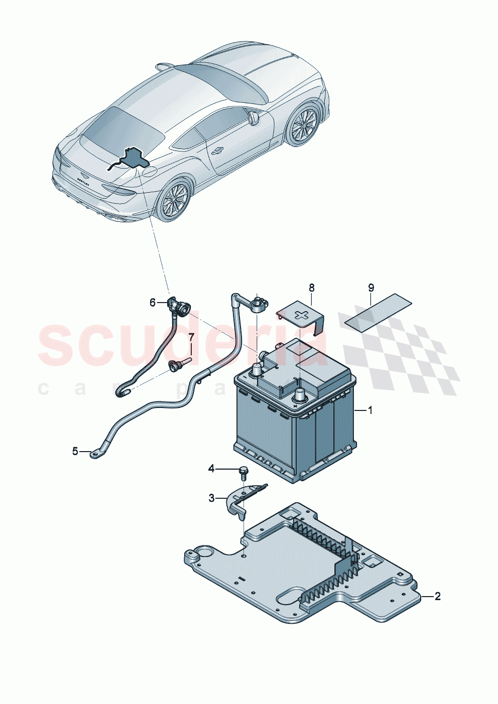 Battery battery mounting of Bentley Bentley New Continental GT (2025-2026)