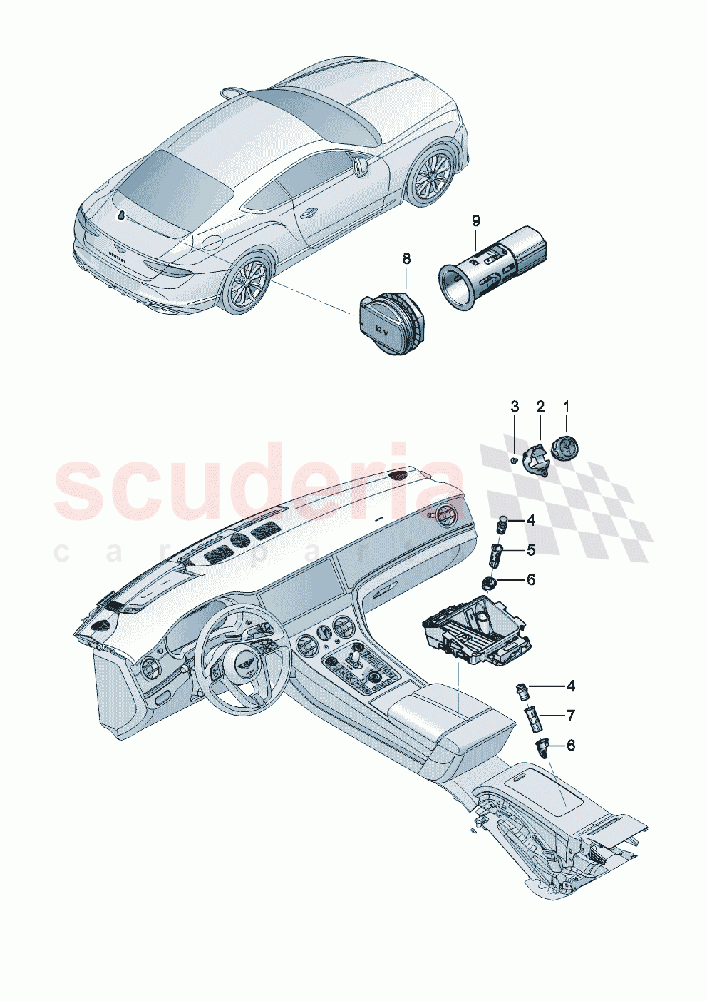 Analogue clock Cigarette lighter of Bentley Bentley New Continental GT (2025-2026)