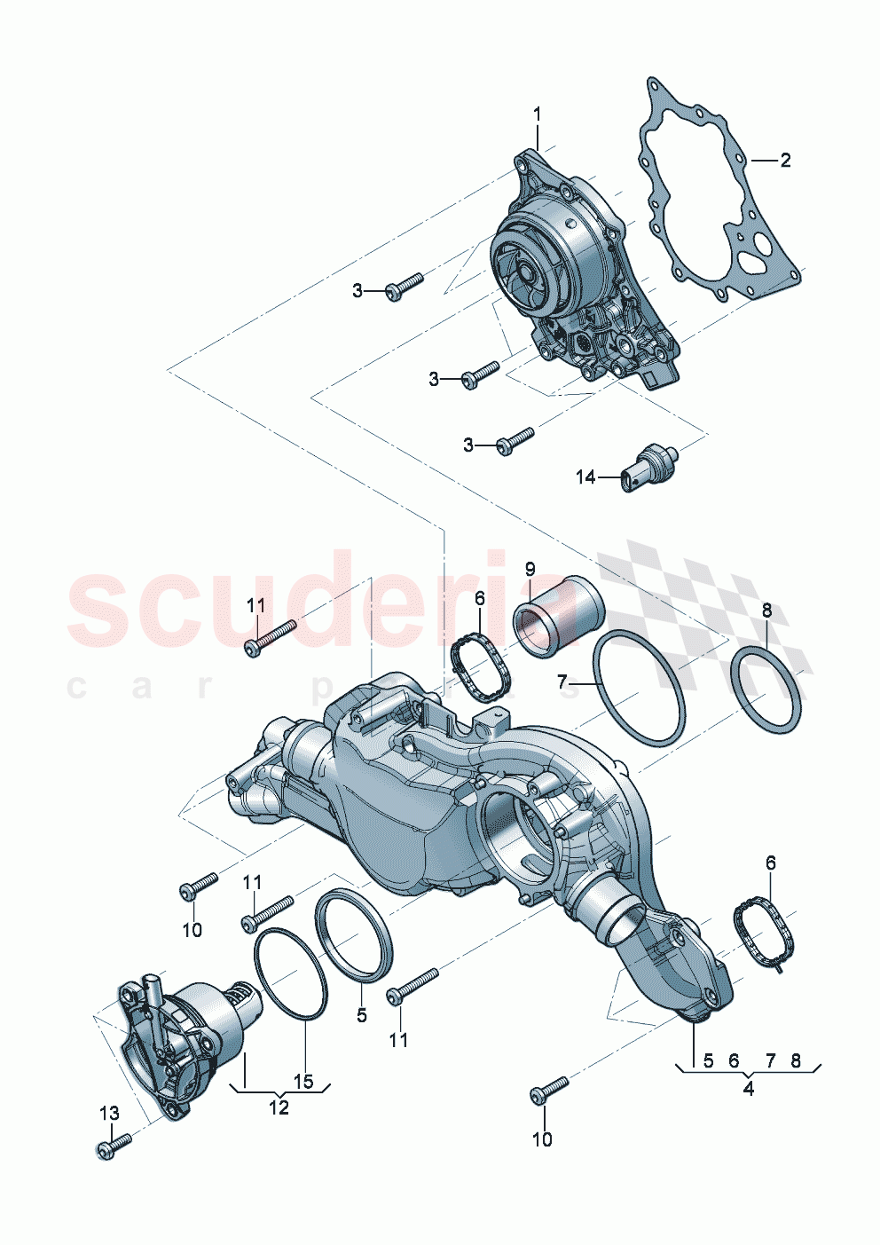 Coolant pump Distributor for coolant thermostat of Bentley Bentley New Continental GT (2025-2026)