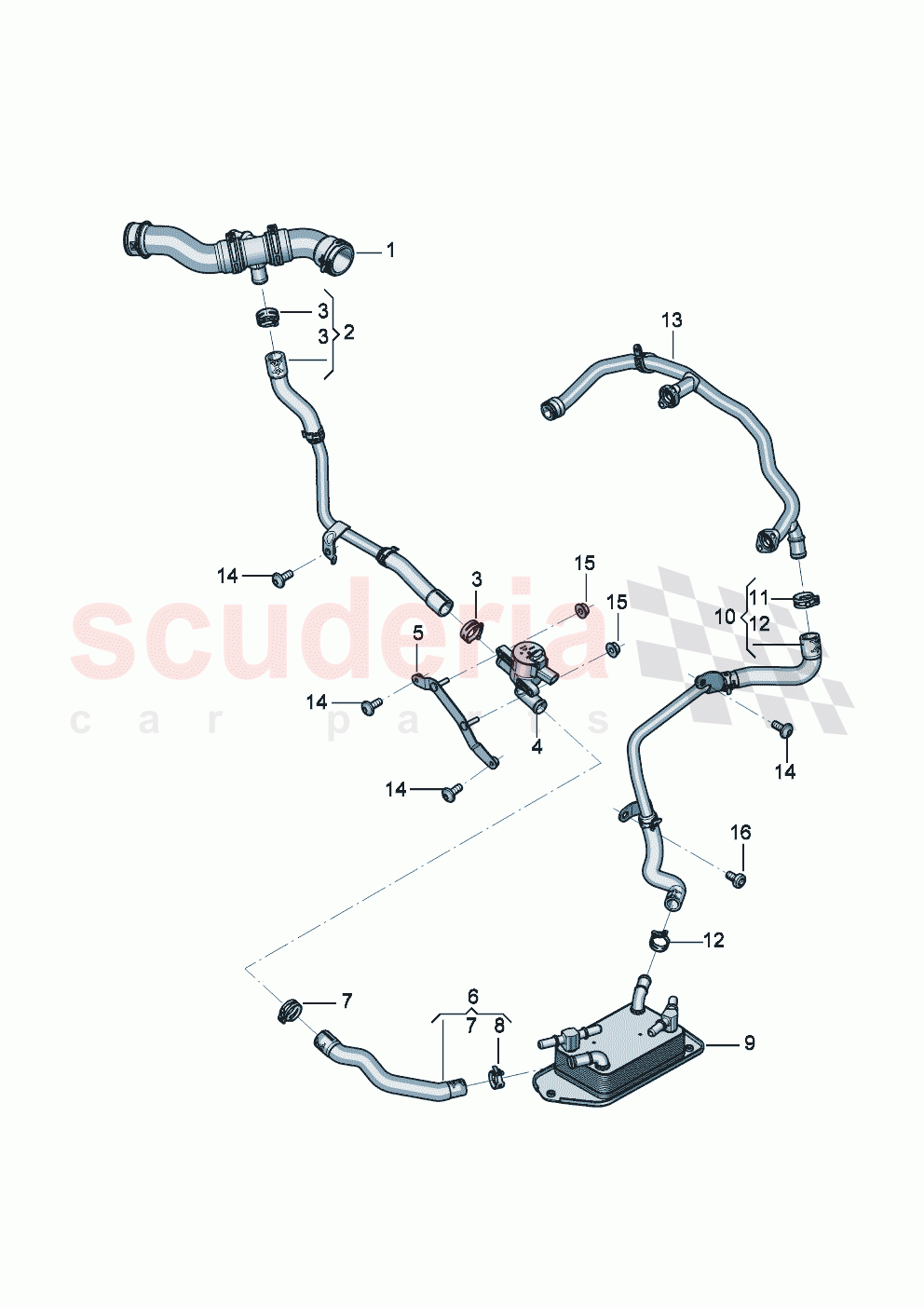 Coolant hoses and pipes Cooling system for gear oil of Bentley Bentley New Continental GT (2025-2026)
