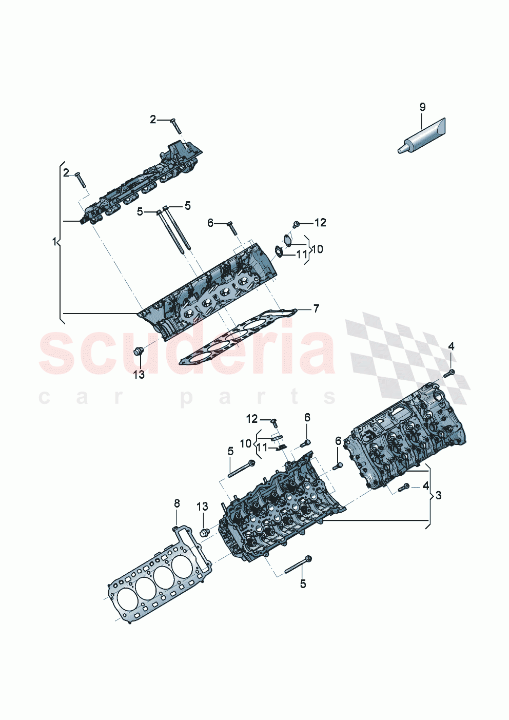 Cylinder head with valves (without camshaft) Cylinder head gasket of Bentley Bentley New Continental GT (2025-2026)