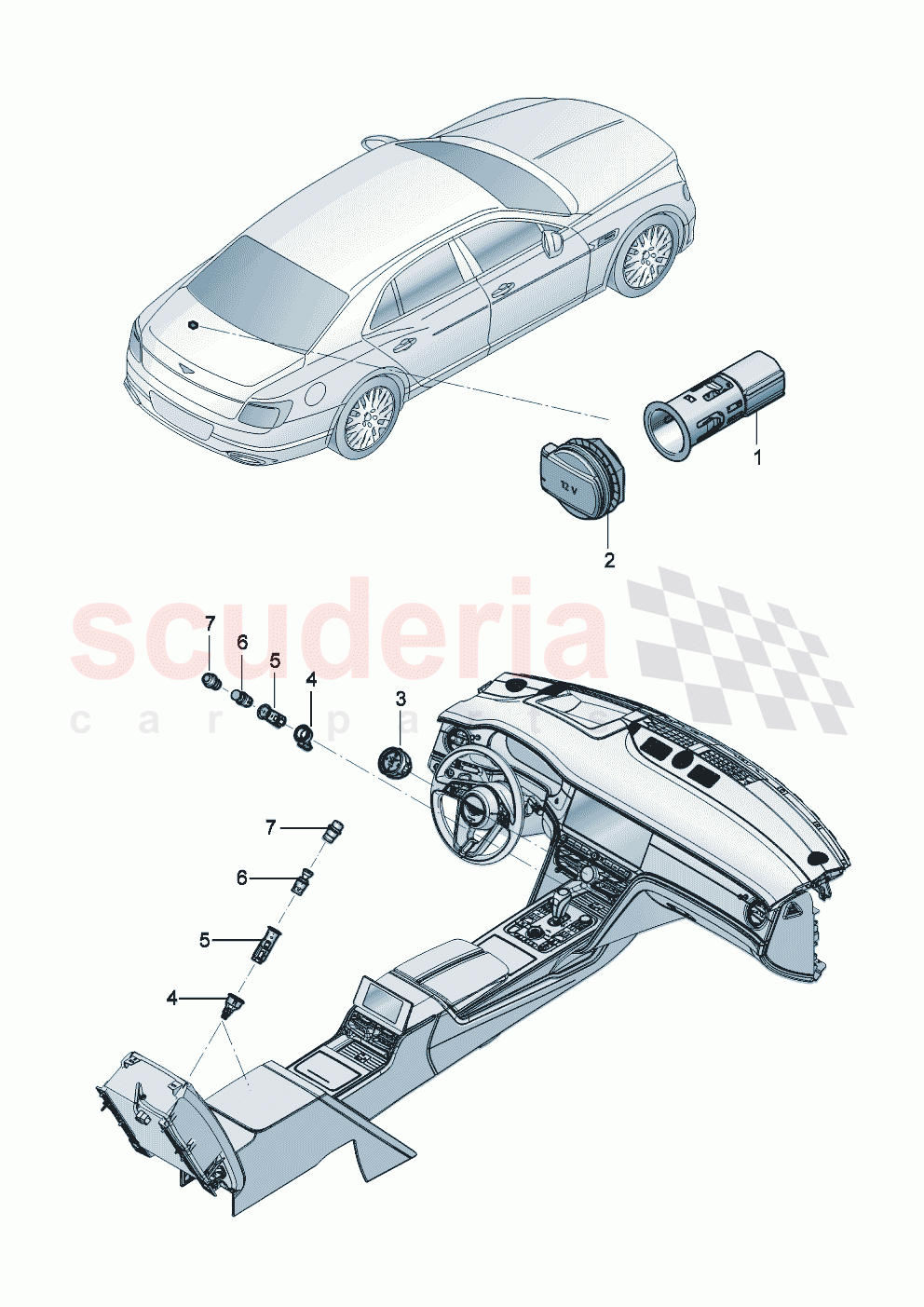 Analogue clock Cigarette lighter of Bentley Bentley New Flying Spur (2025-2026)