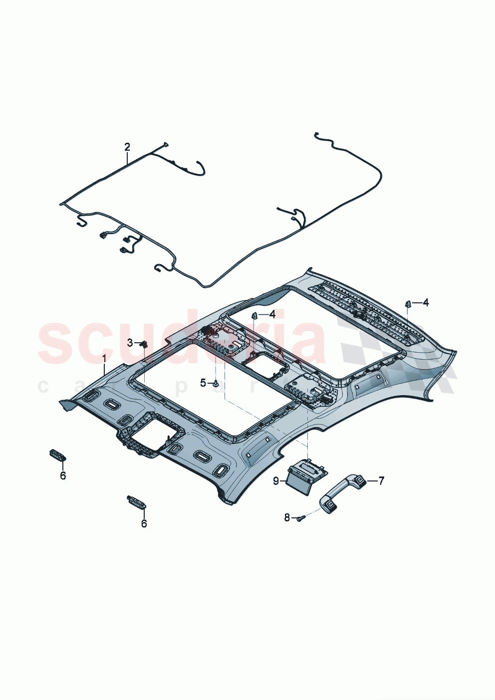Moulded headliner Panoramic glass roof of Bentley Bentley New Flying Spur (2025-2026)
