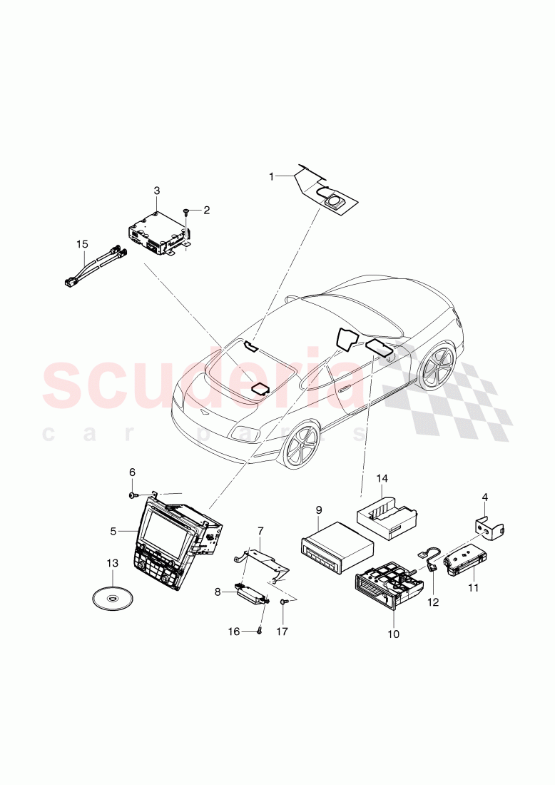 Central Display, Navigation and TV, D - MJ 2015>> of Bentley Bentley Continental GT (2011-2018)