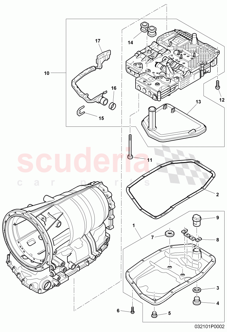 Mechatronic with software, oil strainer, oil pan, for automatic transmission, D - MJ 2007>> of Bentley Bentley Continental GTC (2006-2010)
