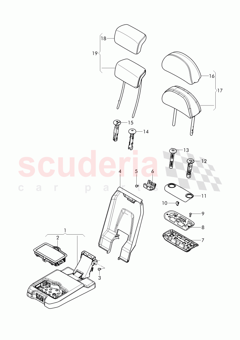 headrest, ajustable, Folding armrest, (2nd seat row), D - MJ 2018>> of Bentley Bentley Bentayga (2015-2020)