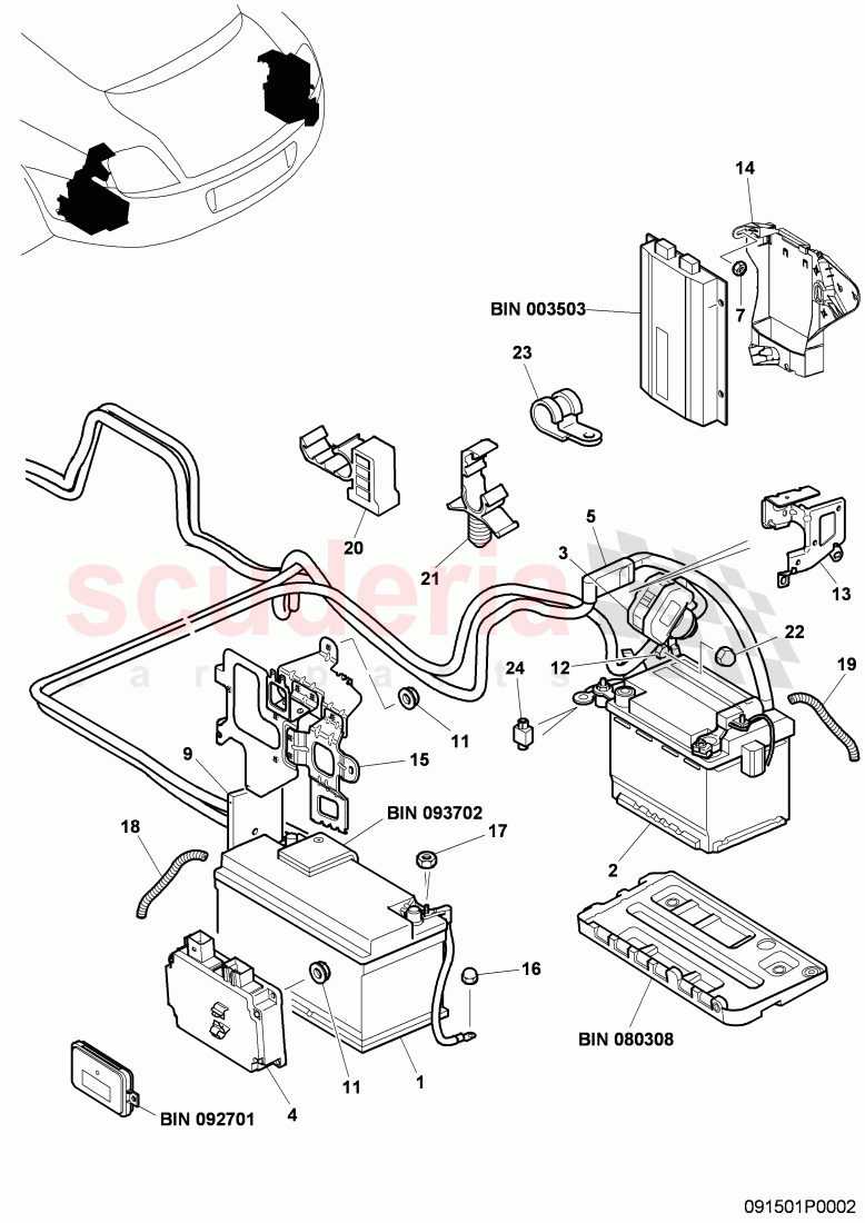 Battery system, F 3W-5-026 890>> 3W-5-030 707 of Bentley Bentley Continental Flying Spur (2006-2012)