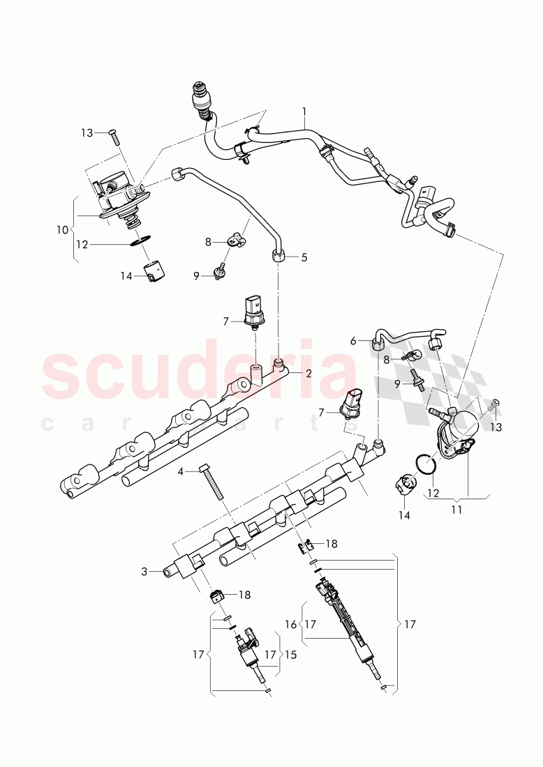 fuel pump, fuel line, fuel rail, injector of Bentley Bentley Bentayga (2015-2020)